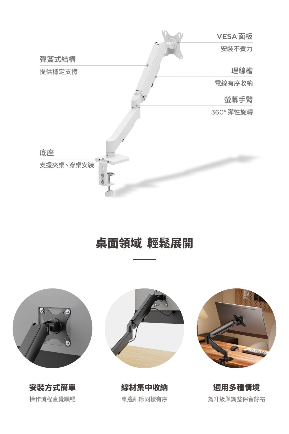 輕載彈簧式螢幕支架